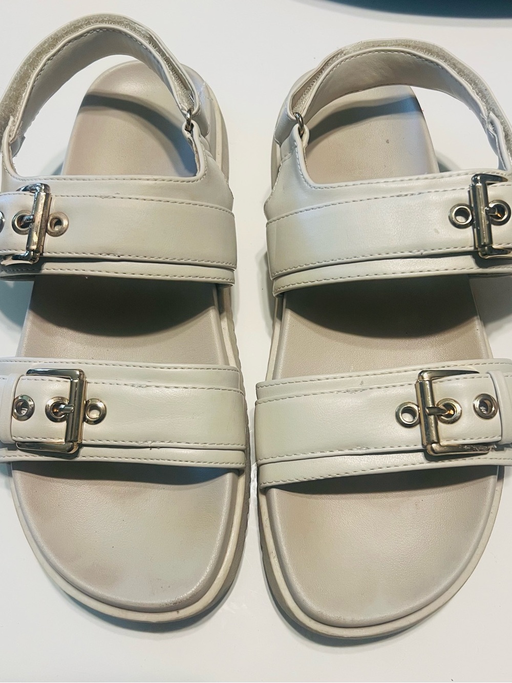Madden Girl White Buckle Sandals